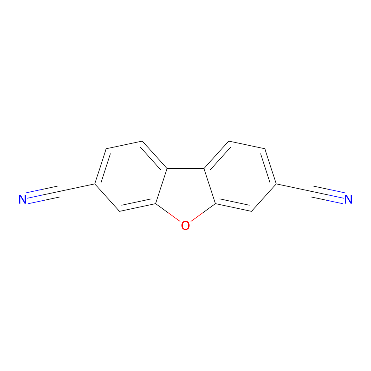 Dibenzo[b,d]furan-3,7-dicarbonitrile molecular structure, CAS 33763-36-9