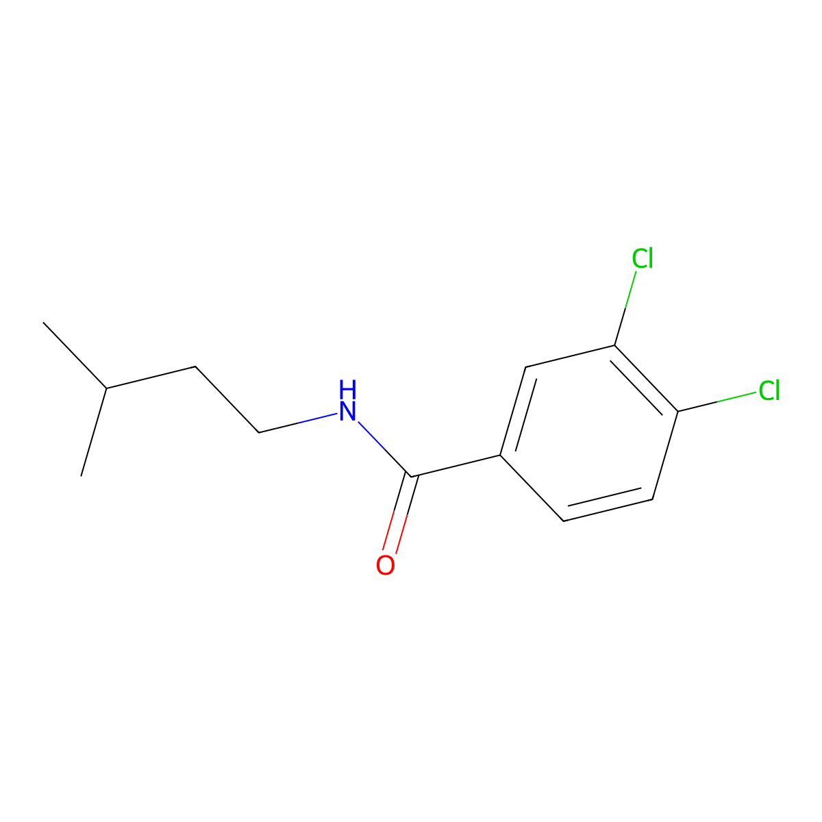 3,4-dichloro-N-(3-methylbutyl)benzamide molecular structure, CAS 33763-70-1