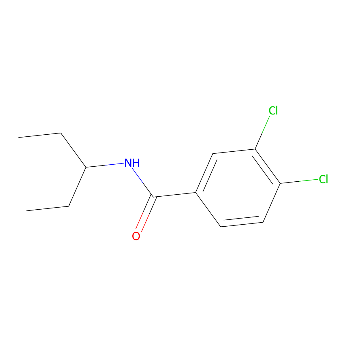 3,4-dichloro-N-(pentan-3-yl)benzamide molecular structure, CAS 33763-72-3