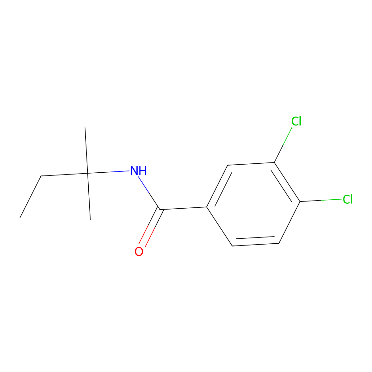 3,4-dichloro-N-(2-methylbutan-2-yl)benzamide molecular structure, CAS 33763-74-5