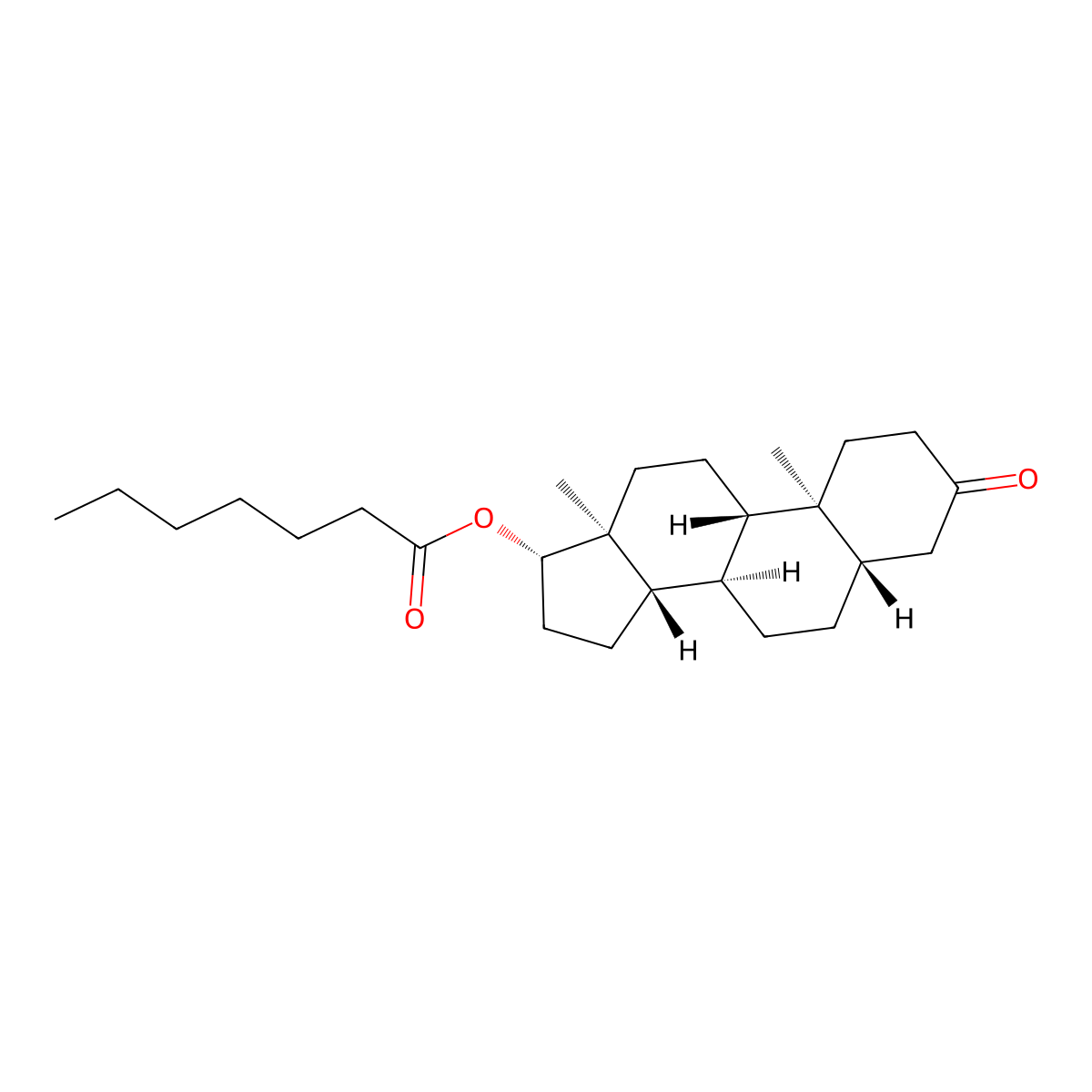 Dihydrotestosterone heptanoate molecular structure, CAS 33776-88-4