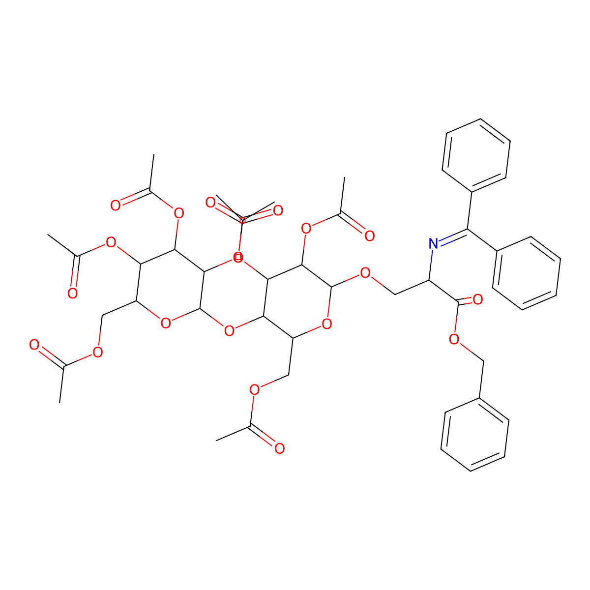 N-Diphenylmethylene-O-(2,3,6,2',3',4',6'-hepta-O-acetyl-beta-D-lactosyl)-L-serine, Benzyl Ester molecular structure, CAS 337903-59-0