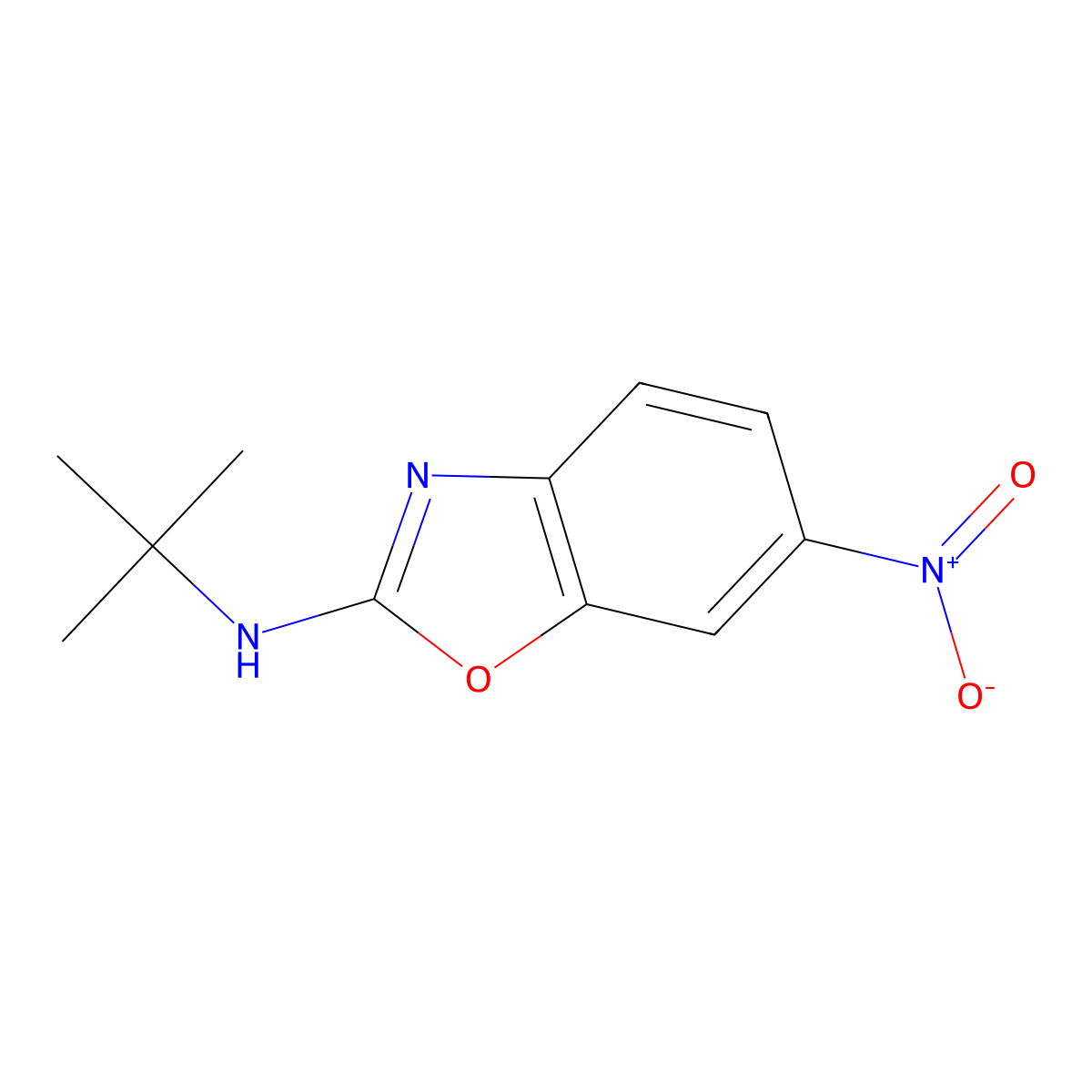 N-tert-butyl-6-nitro-1,3-benzoxazol-2-amine molecular structure, CAS 337908-66-4
