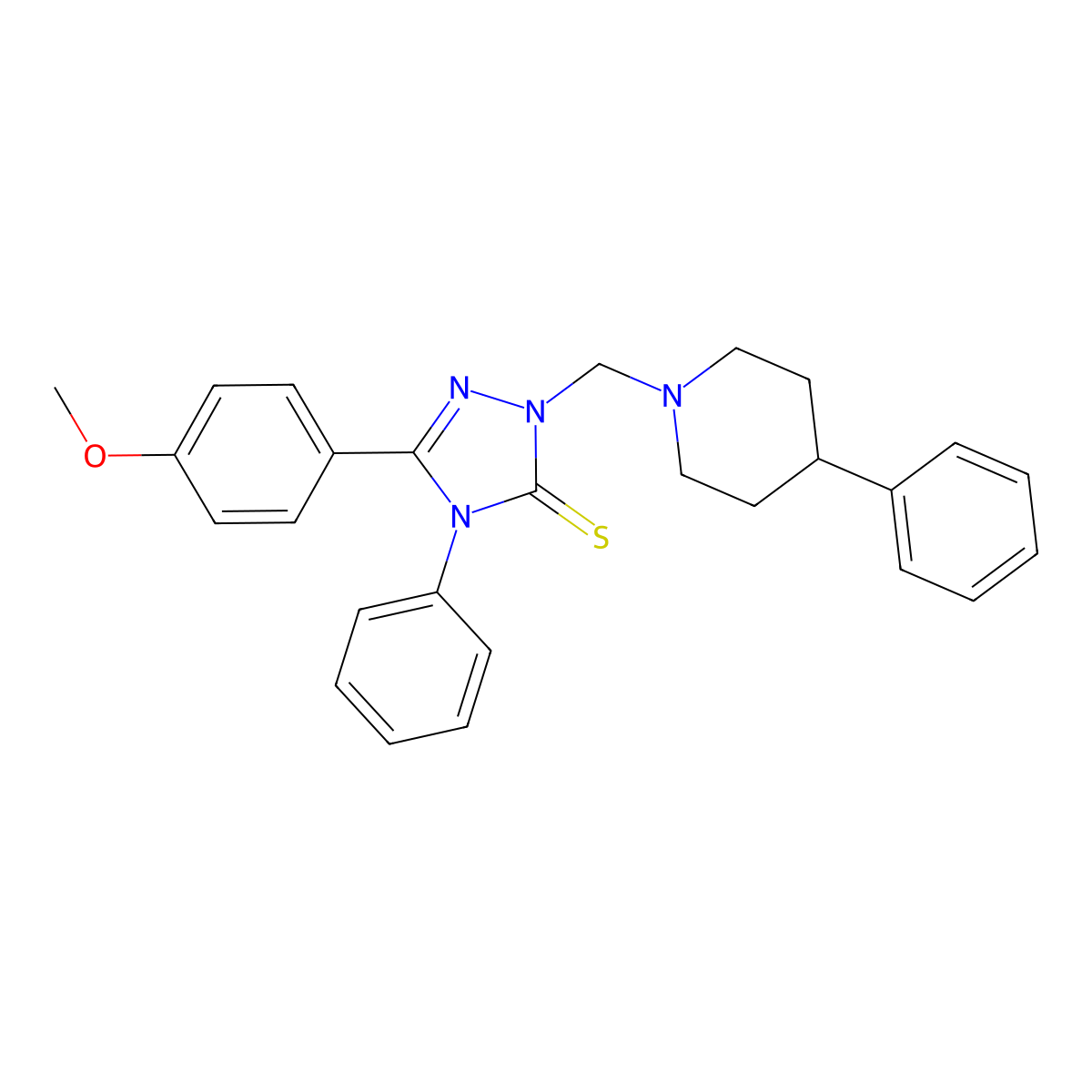 5-(4-Methoxyphenyl)-4-phenyl-2-[(4-phenylpiperidin-1-yl)methyl]-1,2,4-triazole-3-thione molecular structure, CAS 337919-51-4