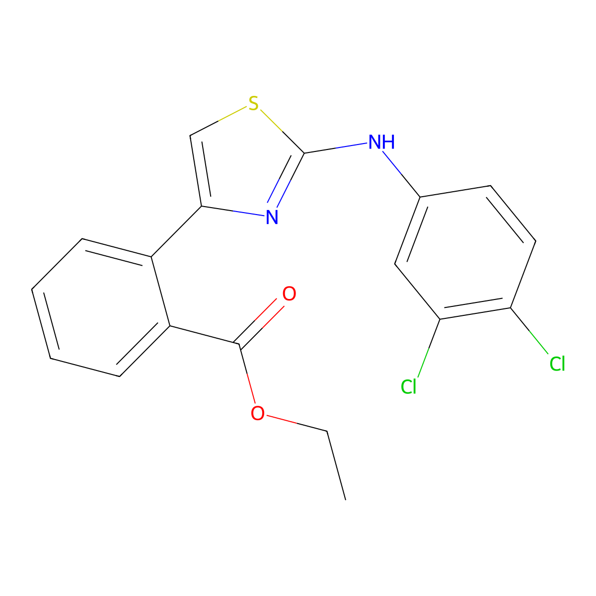 Ethyl 2-[2-(3,4-dichloroanilino)-1,3-thiazol-4-yl]benzenecarboxylate molecular structure, CAS 337919-57-0