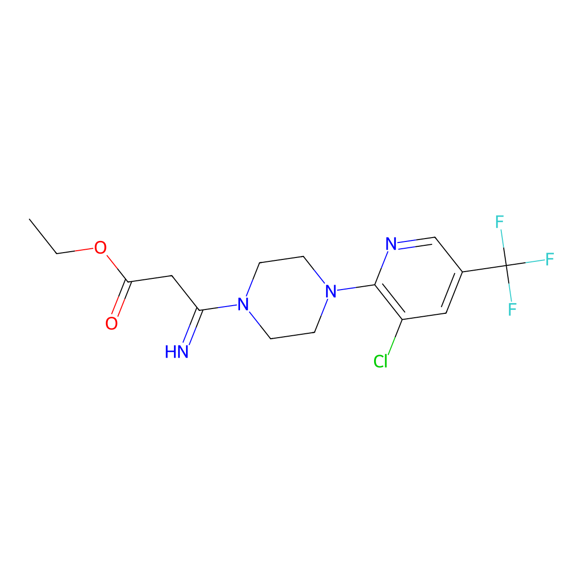 Ethyl 3-{4-[3-chloro-5-(trifluoromethyl)-2-pyridinyl]piperazino}-3-iminopropanoate molecular structure, CAS 337919-63-8