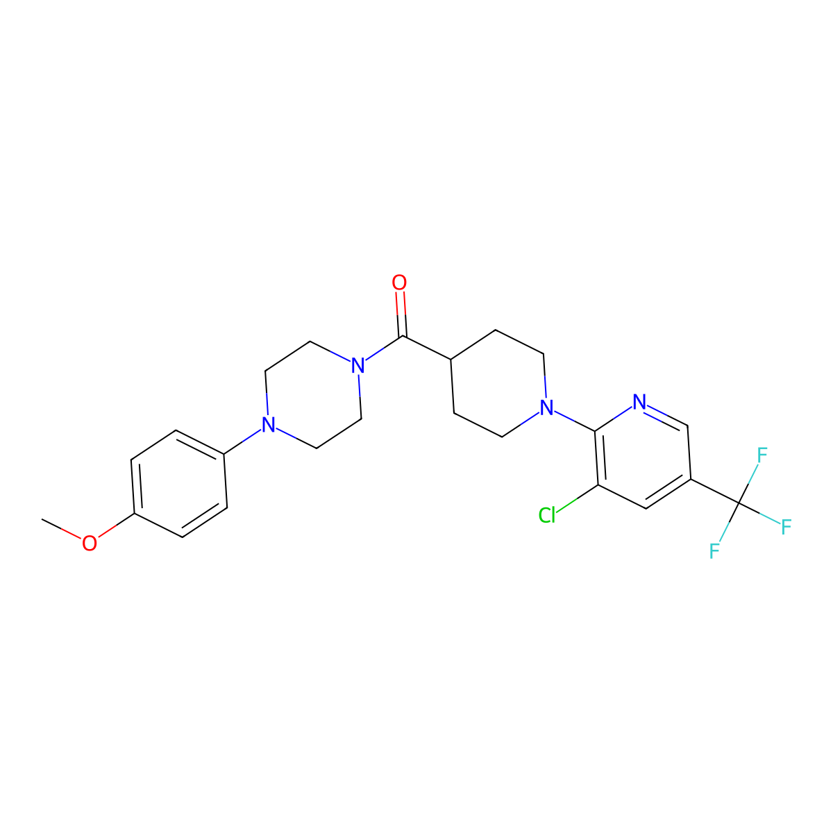 {1-[3-Chloro-5-(trifluoromethyl)-2-pyridinyl]-4-piperidinyl}[4-(4-methoxyphenyl)piperazino]methanone molecular structure, CAS 337919-71-8