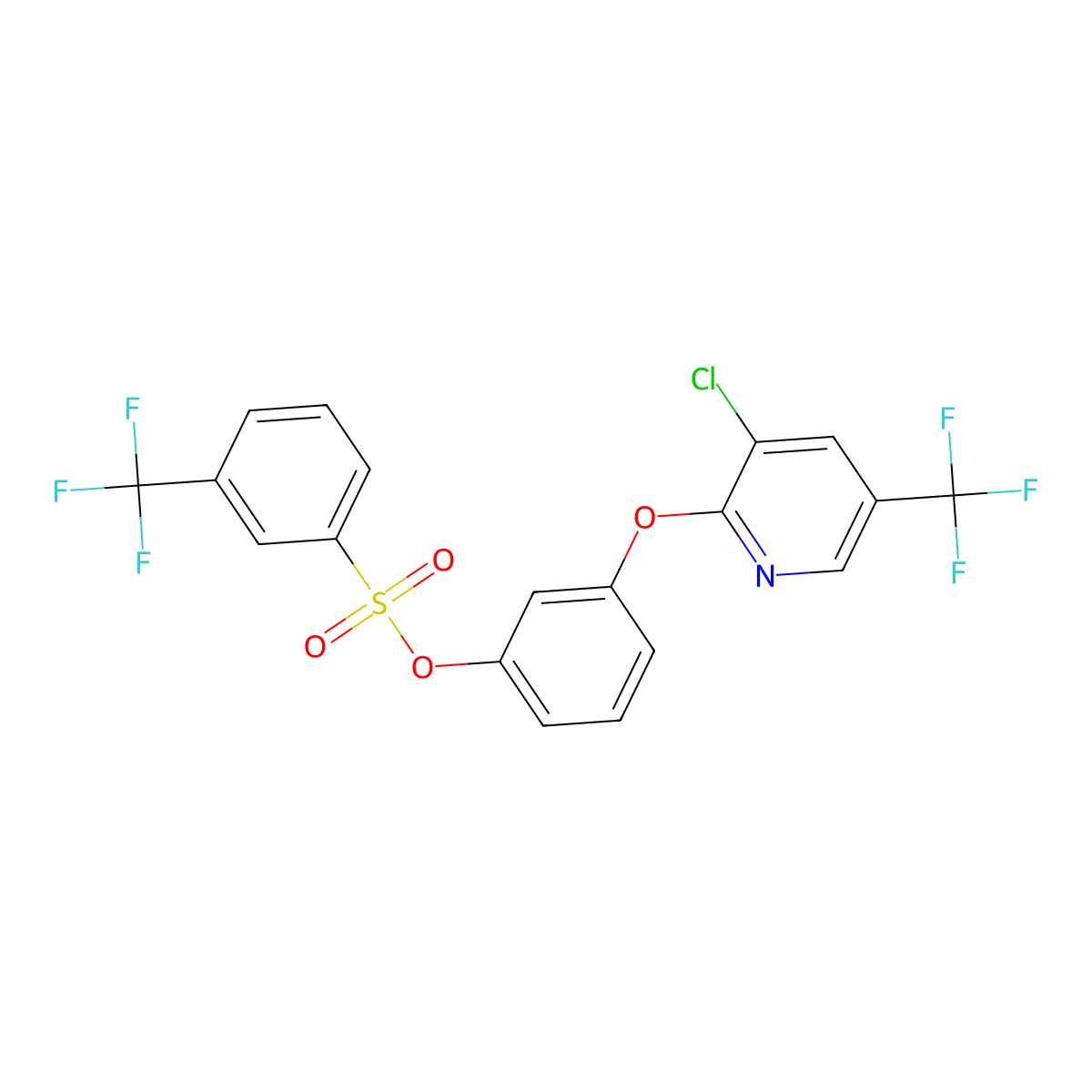 3-{[3-Chloro-5-(trifluoromethyl)-2-pyridinyl]oxy}phenyl 3-(trifluoromethyl)benzenesulfonate molecular structure, CAS 337919-82-1