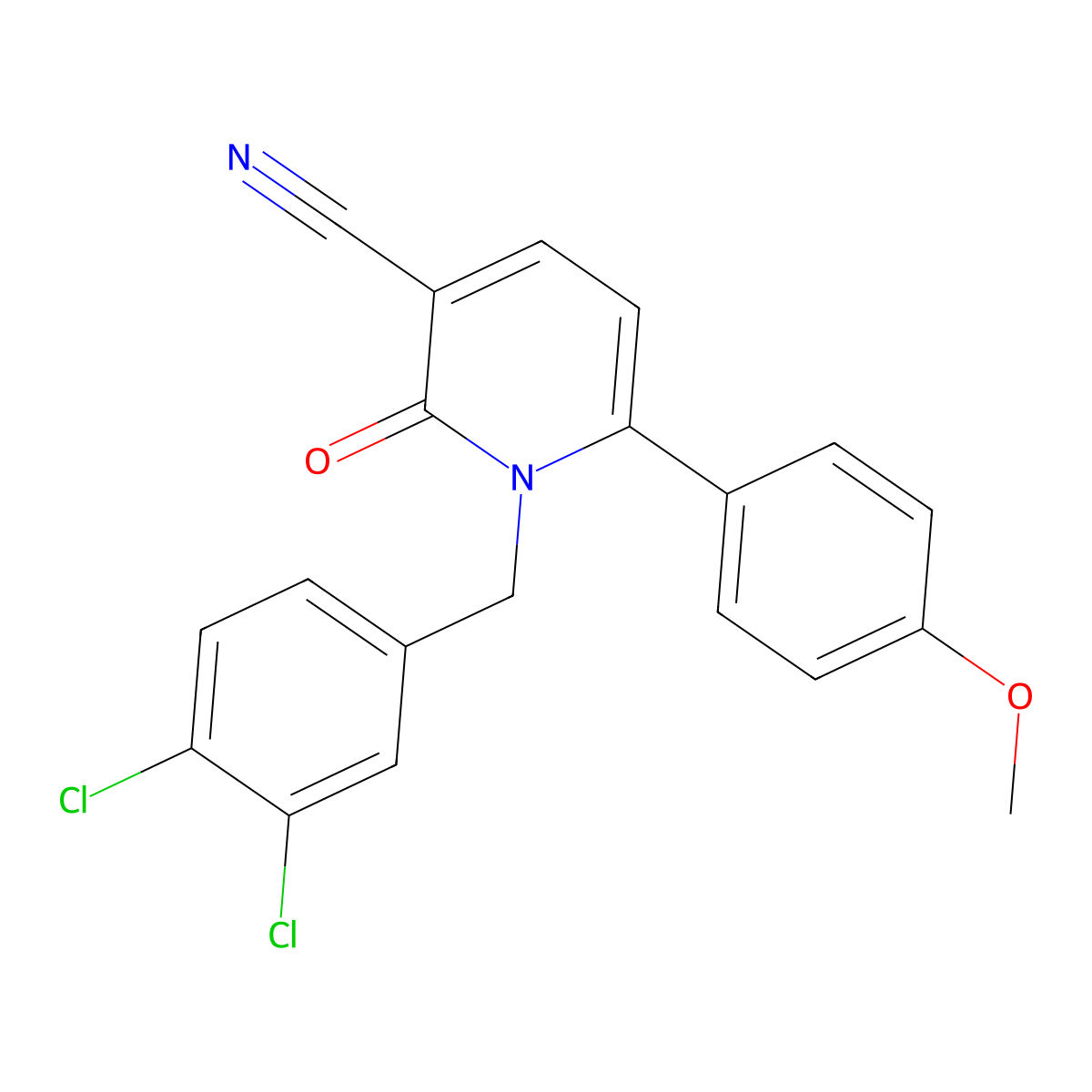 1-(3,4-Dichlorobenzyl)-6-(4-methoxyphenyl)-2-oxo-1,2-dihydro-3-pyridinecarbonitrile molecular structure, CAS 337919-92-3