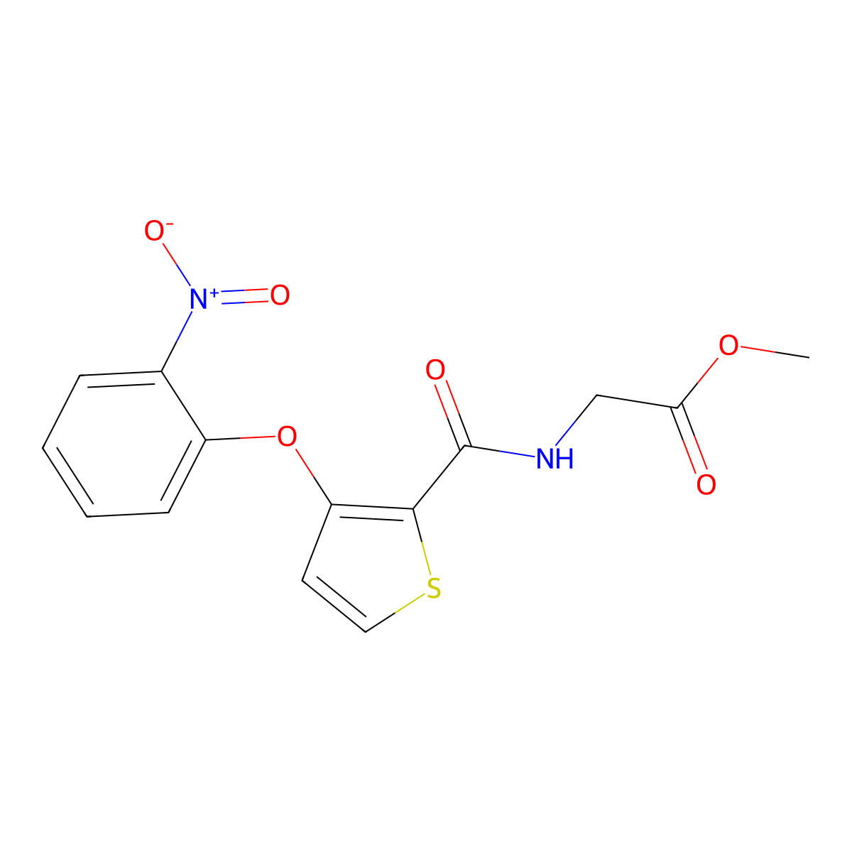 Methyl 2-({[3-(2-nitrophenoxy)-2-thienyl]carbonyl}amino)acetate molecular structure, CAS 337920-01-1