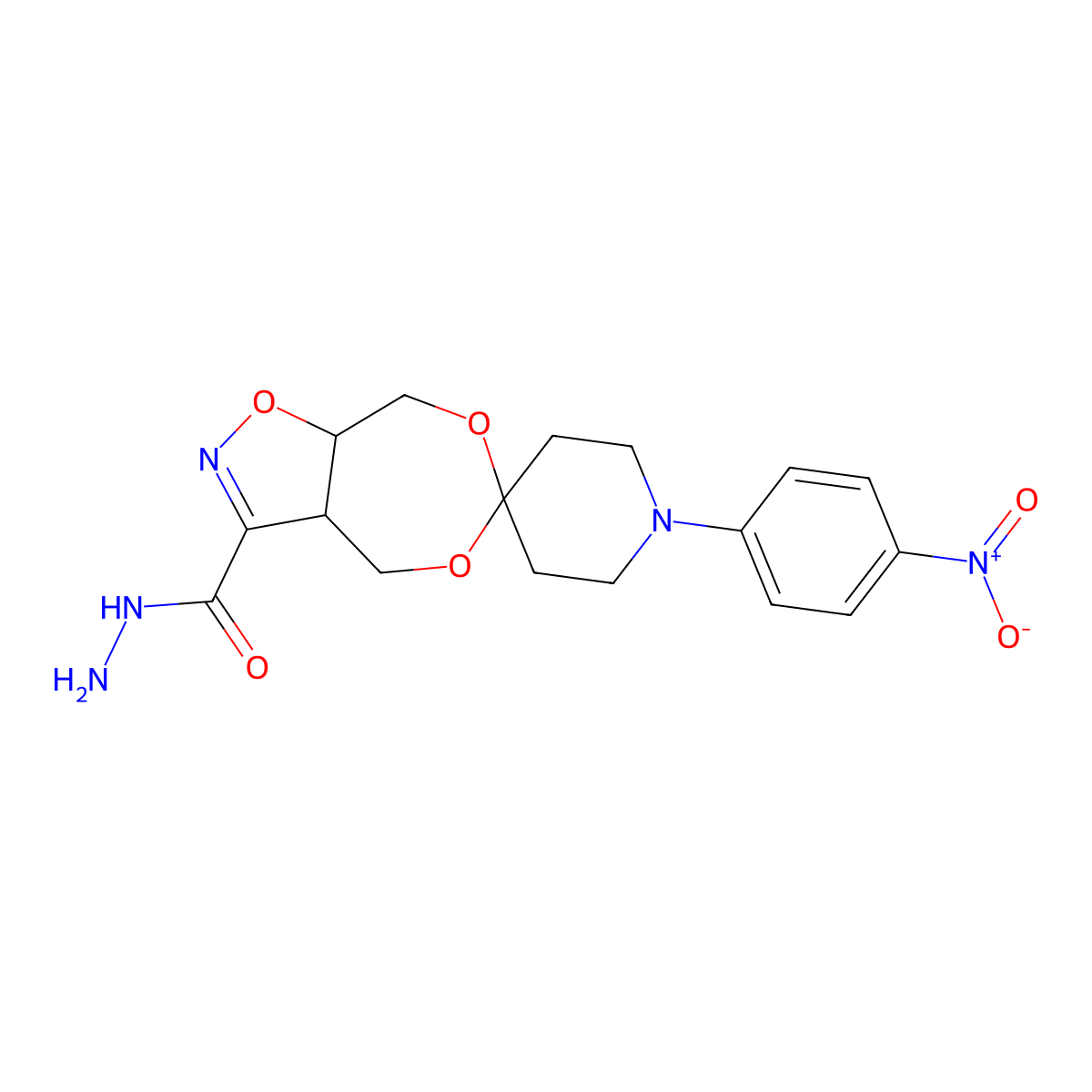 [4,5-Bis-(hydroxymethyl)-4,5-dihydroisoxazole-3-carboxylic acid hydrazide][1-(4-nitrophenyl)piperid-4-one]acetal molecular structure, CAS 337920-02-2