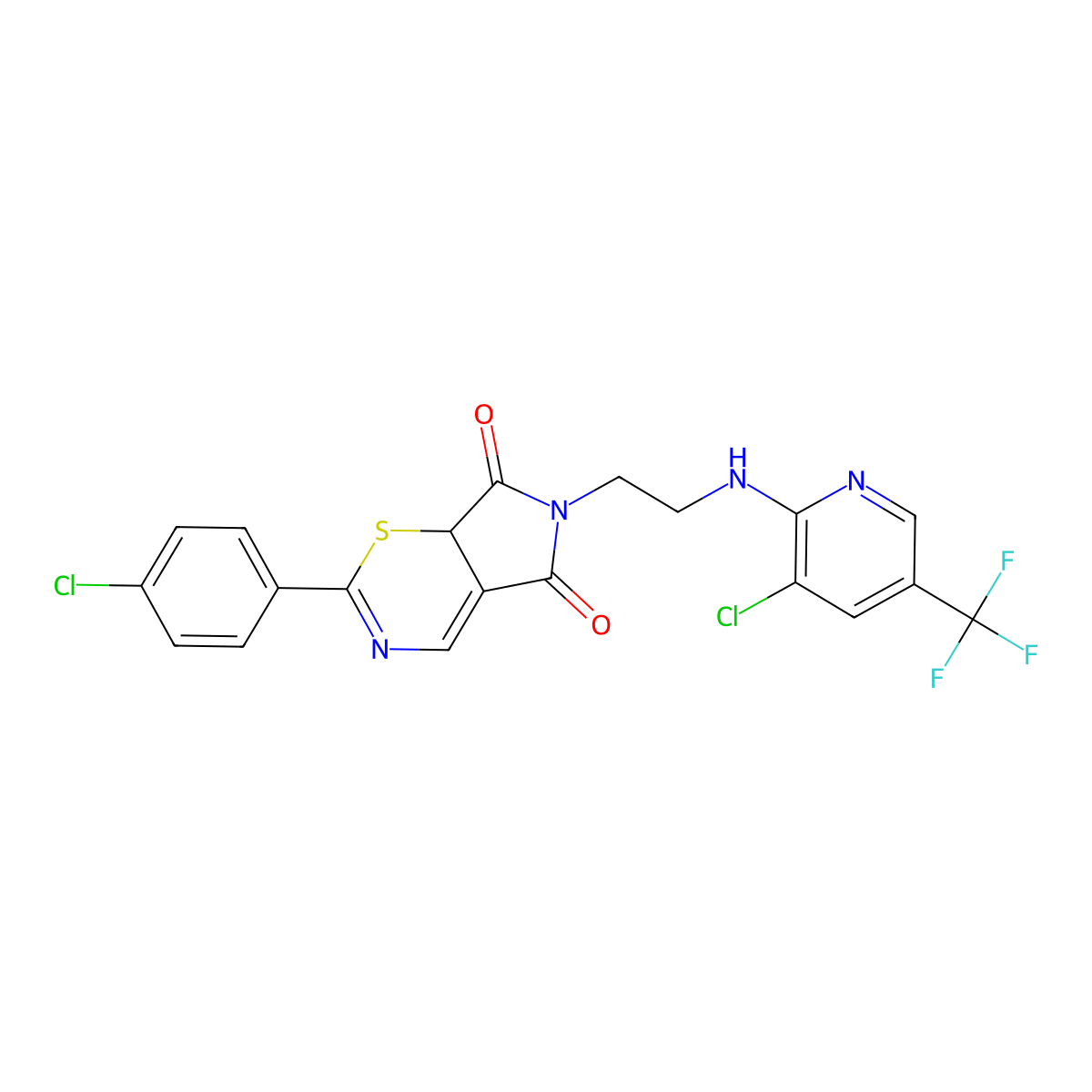 2-(4-chlorophenyl)-6-[2-[[3-chloro-5-(trifluoromethyl)pyridin-2-yl]amino]ethyl]-7aH-pyrrolo[3,4-e][1,3]thiazine-5,7-dione molecular structure, CAS 337920-05-5