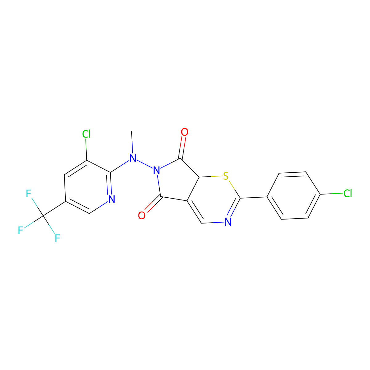2-(4-chlorophenyl)-6-[[3-chloro-5-(trifluoromethyl)-2-pyridinyl](methyl)amino]pyrrolo[3,4-e][1,3]thiazine-5,7(6H,7aH)-dione molecular structure, CAS 337920-07-7