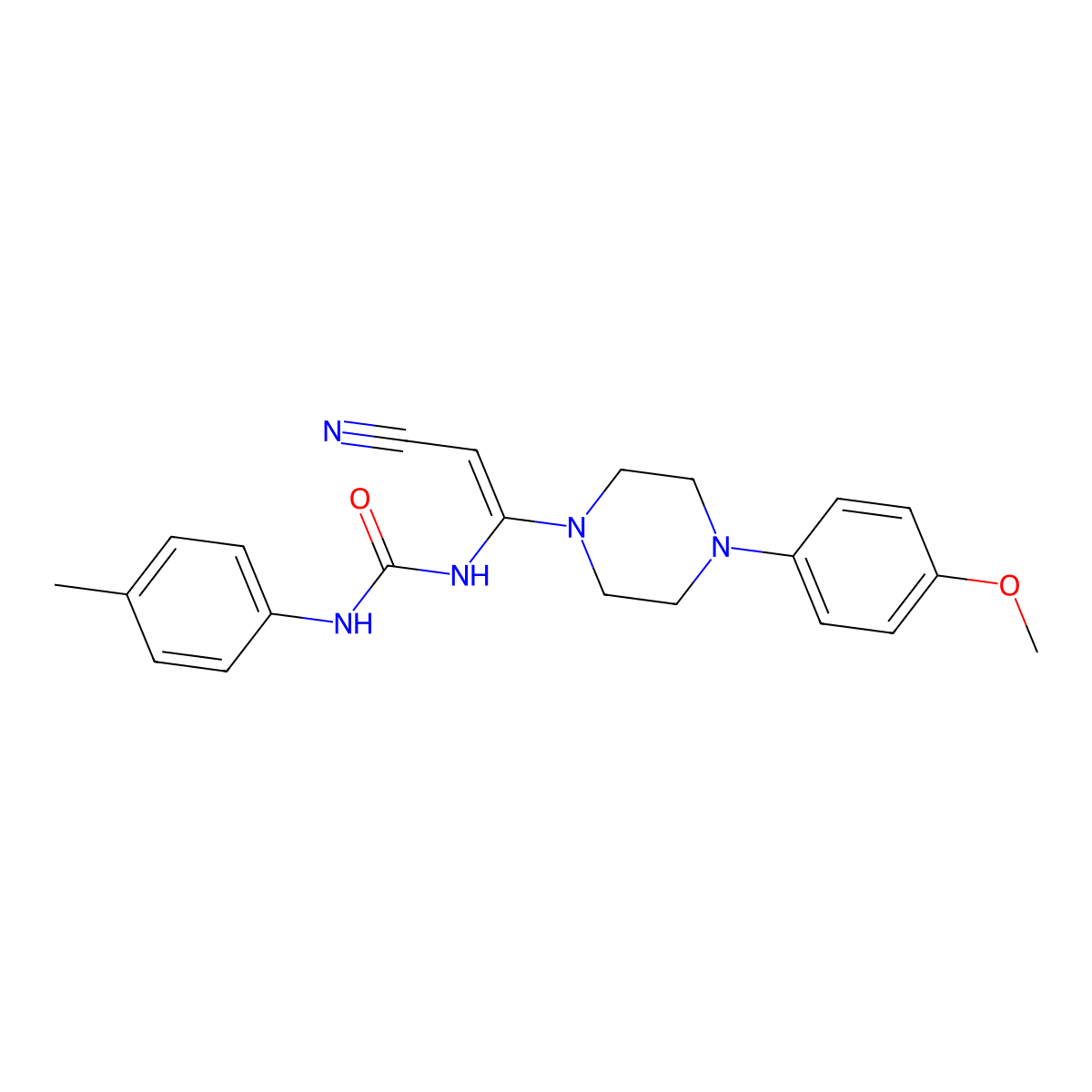 N-{2-cyano-1-[4-(4-methoxyphenyl)piperazino]vinyl}-N'-(4-methylphenyl)urea molecular structure, CAS 337920-15-7