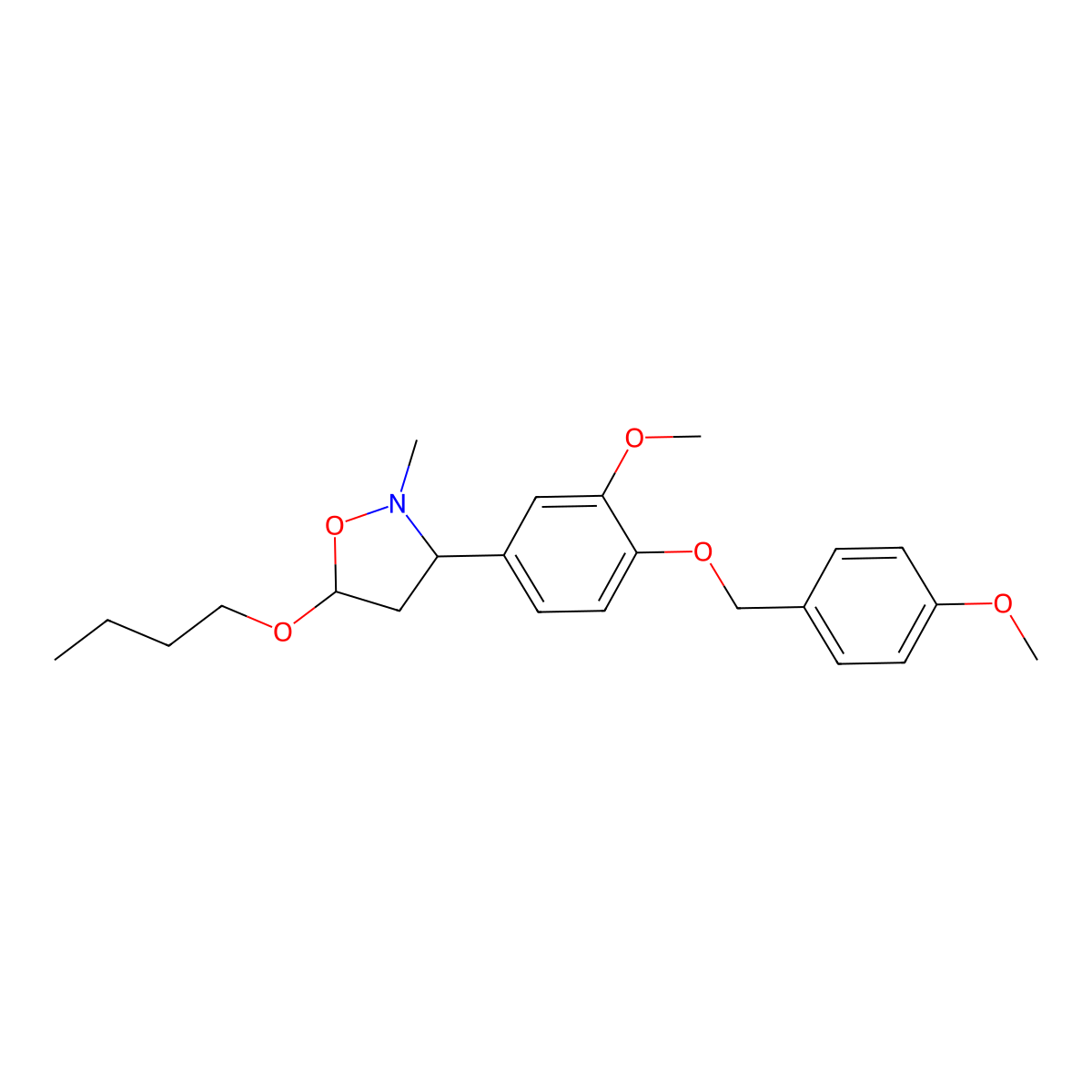 5-Butoxy-3-{3-methoxy-4-[(4-methoxybenzyl)oxy]phenyl}-2-methyltetrahydroisoxazole molecular structure, CAS 337920-16-8