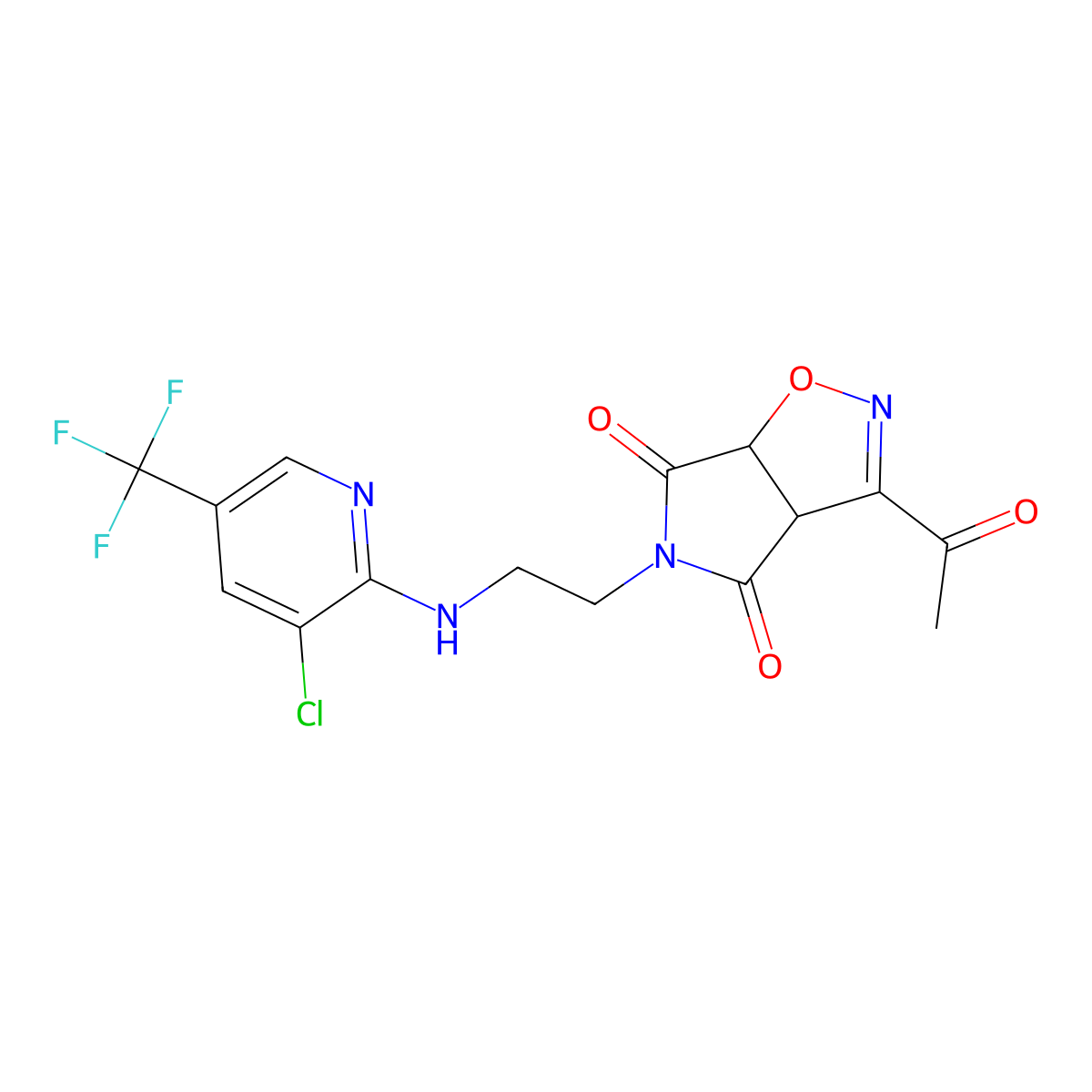 3-acetyl-5-(2-{[3-chloro-5-(trifluoromethyl)-2-pyridinyl]amino}ethyl)-3aH-pyrrolo[3,4-d]isoxazole-4,6(5H,6aH)-dione molecular structure, CAS 337920-19-1