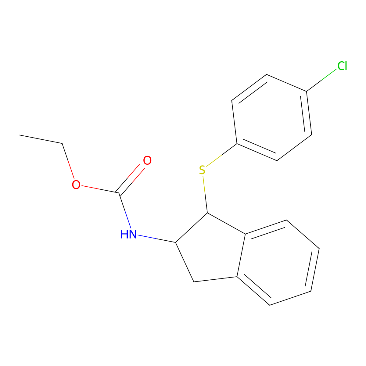 ethyl N-{1-[(4-chlorophenyl)sulfanyl]-2,3-dihydro-1H-inden-2-yl}carbamate molecular structure, CAS 337920-34-0