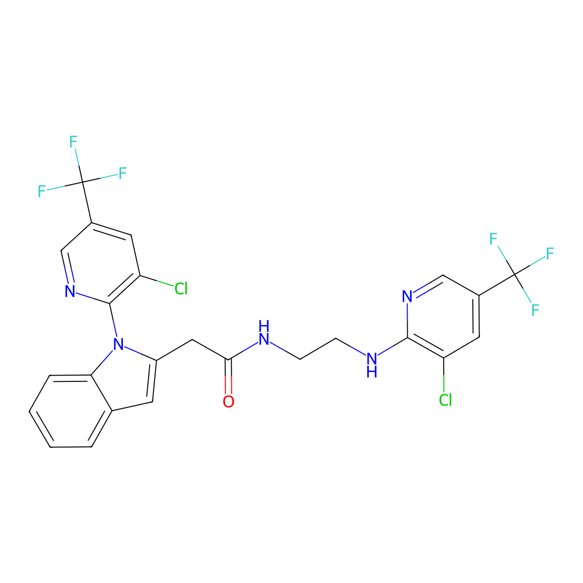 2-{1-[3-chloro-5-(trifluoromethyl)pyridin-2-yl]-1H-indol-2-yl}-N-(2-{[3-chloro-5-(trifluoromethyl)pyridin-2-yl]amino}ethyl)acetamide molecular structure, CAS 337920-35-1