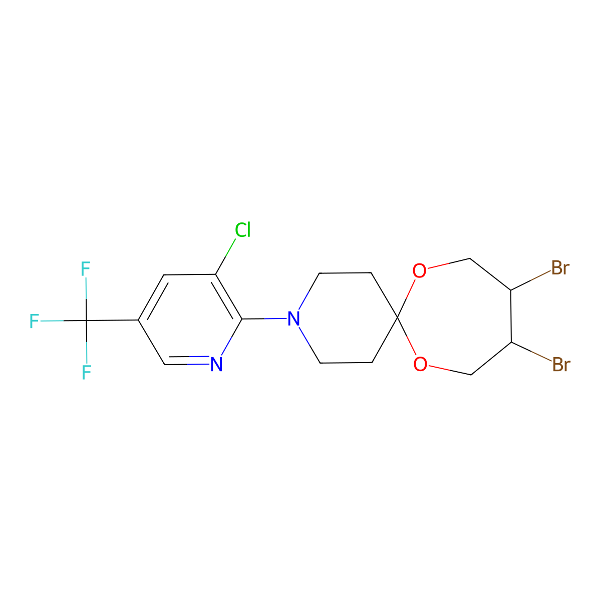 9,10-Dibromo-3-[3-chloro-5-(trifluoromethyl)pyridin-2-yl]-7,12-dioxa-3-azaspiro[5.6]dodecane molecular structure, CAS 337920-36-2