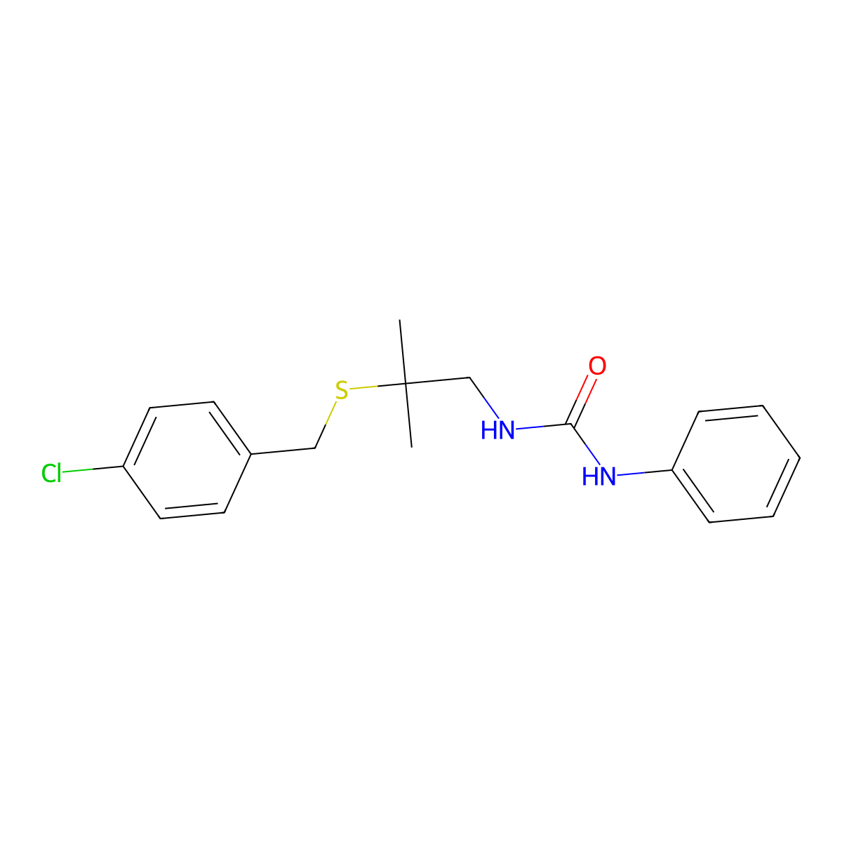 N-{2-[(4-chlorobenzyl)sulfanyl]-2-methylpropyl}-N'-phenylurea molecular structure, CAS 337920-40-8