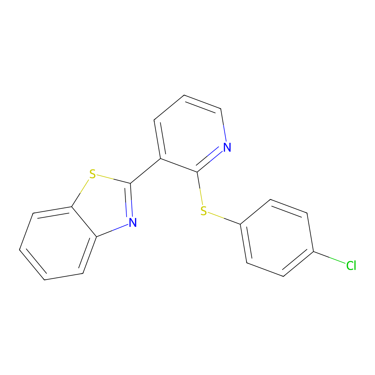 2-(2-((4-Chlorophenyl)sulfanyl)-3-pyridinyl)-1,3-benzothiazole molecular structure, CAS 337920-49-7