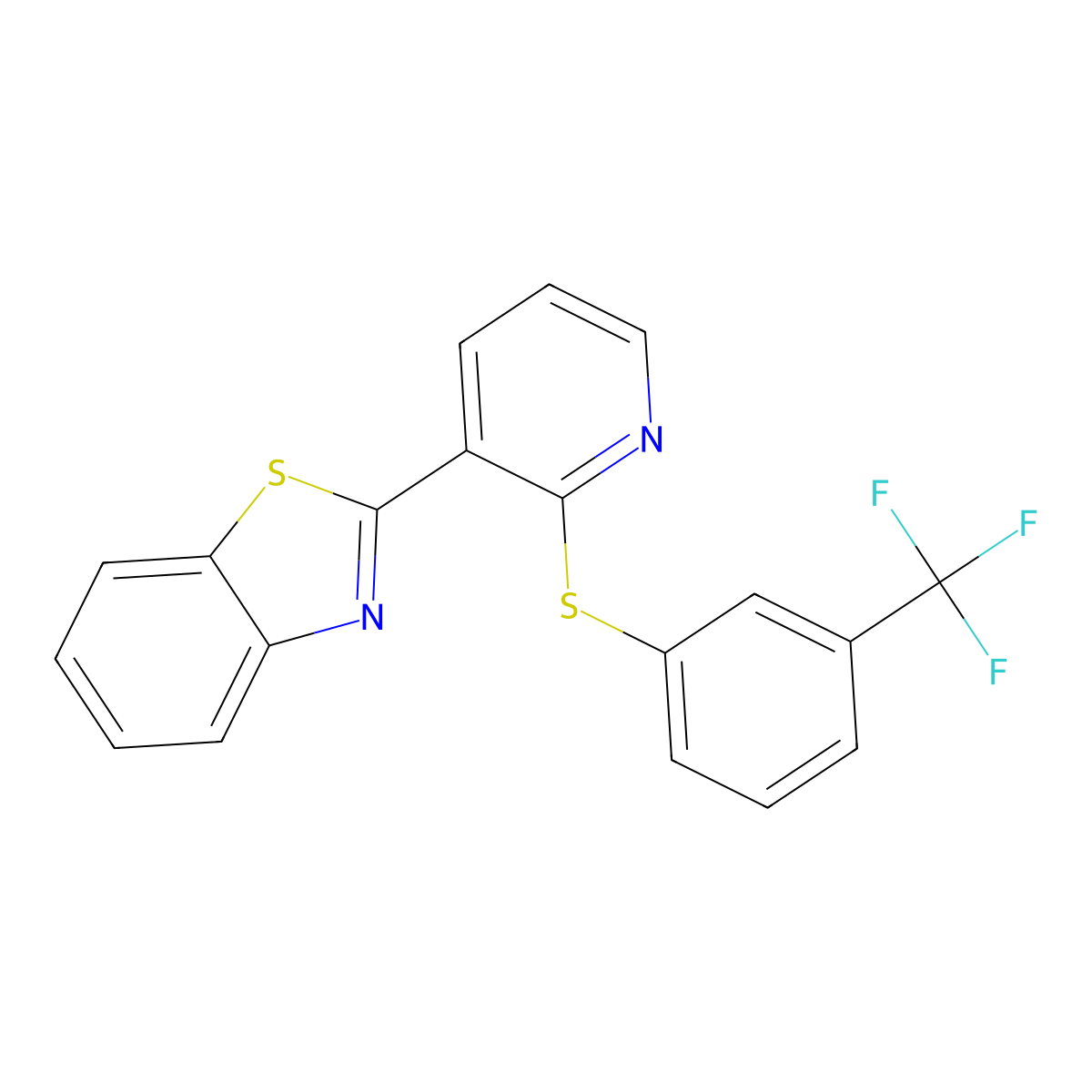 2-(2-{[3-(Trifluoromethyl)phenyl]sulfanyl}-3-pyridinyl)-1,3-benzothiazole molecular structure, CAS 337920-50-0
