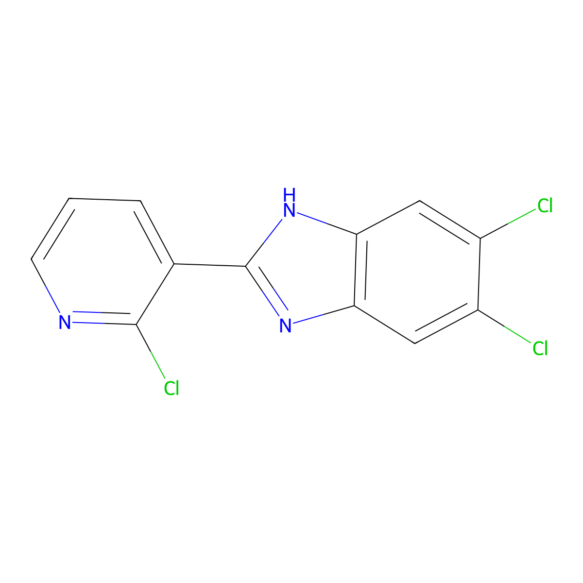 5,6-dichloro-2-(2-chloro-3-pyridinyl)-1H-1,3-benzimidazole molecular structure, CAS 337920-55-5