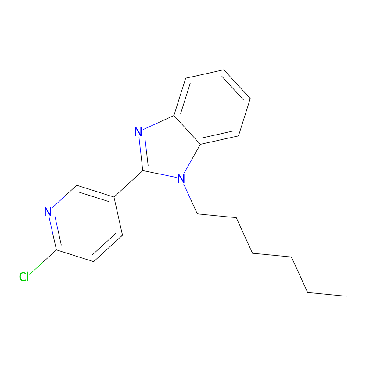 2-(6-chloro-3-pyridinyl)-1-hexyl-1H-1,3-benzimidazole molecular structure, CAS 337920-56-6