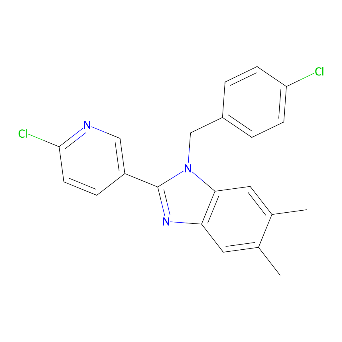 1-(4-chlorobenzyl)-2-(6-chloro-3-pyridinyl)-5,6-dimethyl-1H-1,3-benzimidazole molecular structure, CAS 337920-58-8