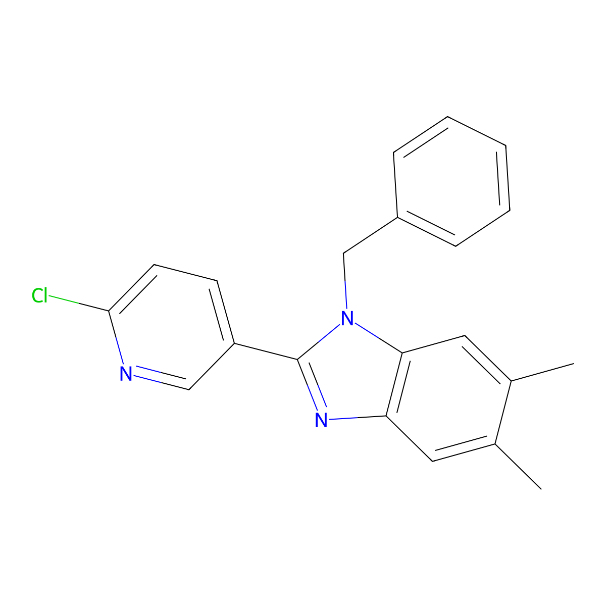 1-Benzyl-2-(6-chloropyridin-3-yl)-5,6-dimethylbenzimidazole molecular structure, CAS 337920-59-9
