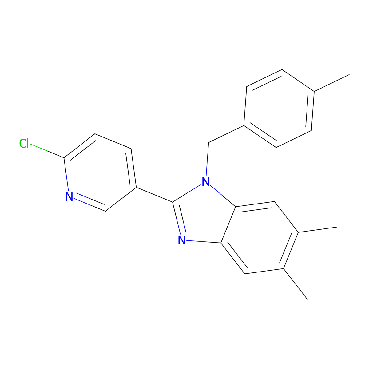 2-(6-chloro-3-pyridinyl)-5,6-dimethyl-1-(4-methylbenzyl)-1H-1,3-benzimidazole molecular structure, CAS 337920-61-3