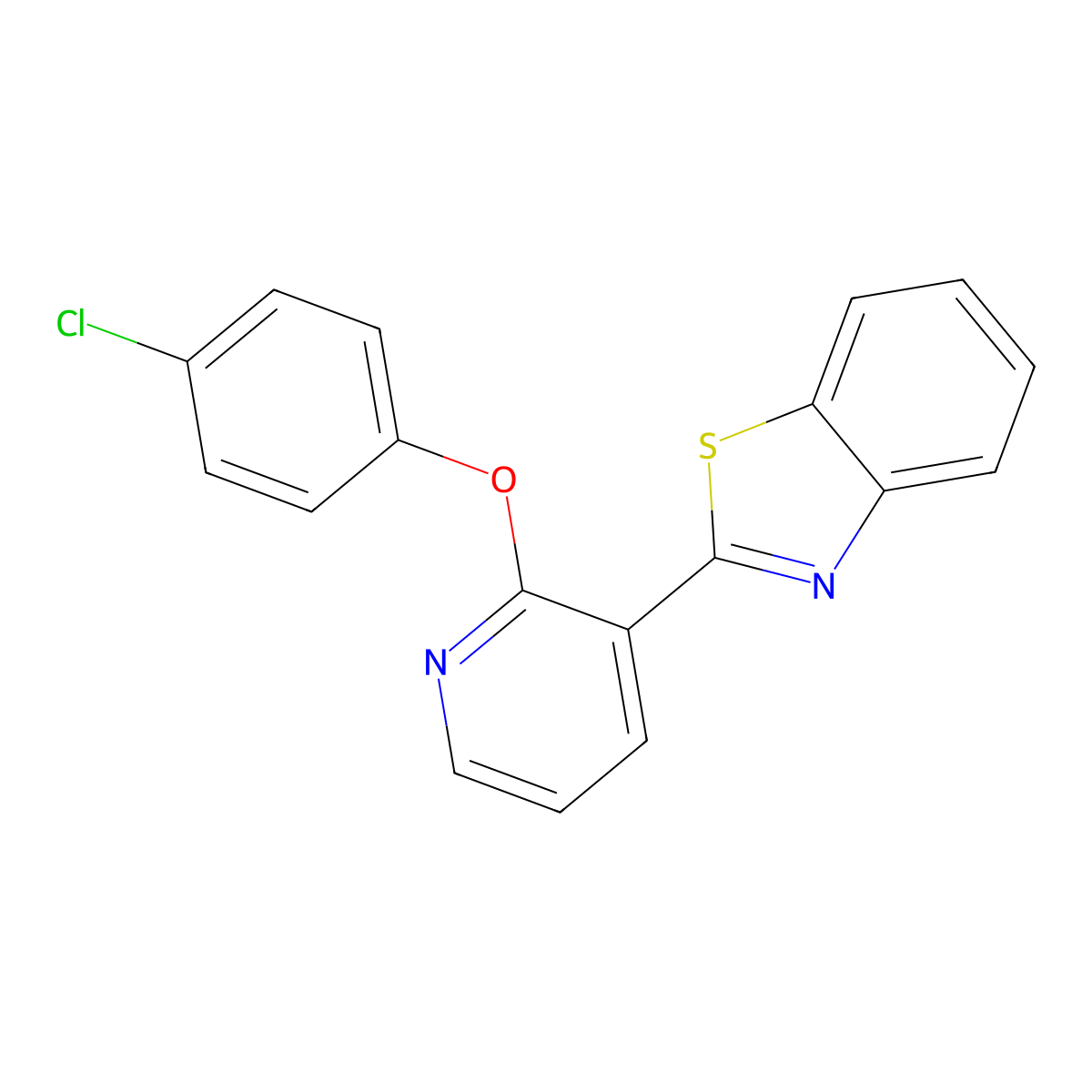 2-[2-(4-Chlorophenoxy)pyridin-3-yl]-1,3-benzothiazole molecular structure, CAS 337920-64-6