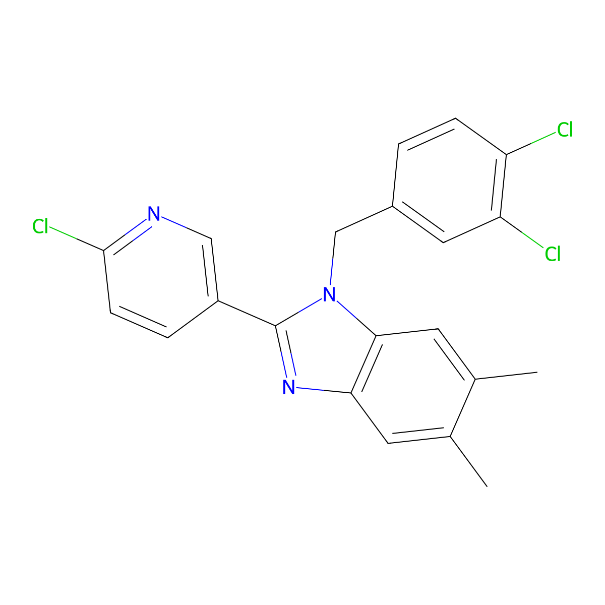 2-(6-chloro-3-pyridinyl)-1-(3,4-dichlorobenzyl)-5,6-dimethyl-1H-1,3-benzimidazole molecular structure, CAS 337920-65-7
