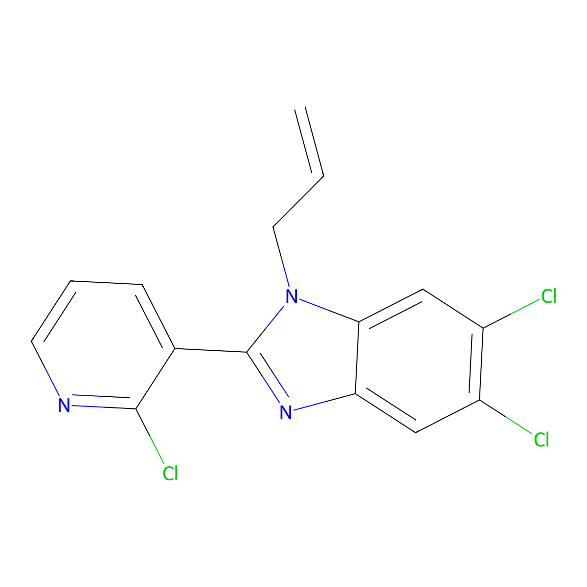 1-allyl-5,6-dichloro-2-(2-chloro-3-pyridinyl)-1H-1,3-benzimidazole molecular structure, CAS 337920-67-9