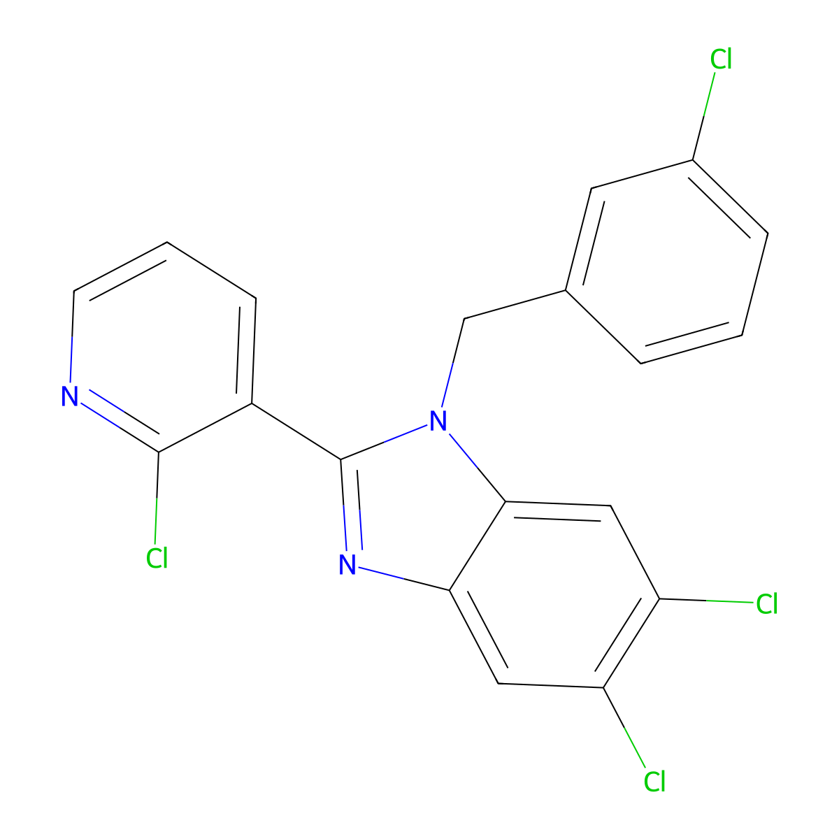 5,6-dichloro-1-(3-chlorobenzyl)-2-(2-chloro-3-pyridinyl)-1H-1,3-benzimidazole molecular structure, CAS 337920-69-1