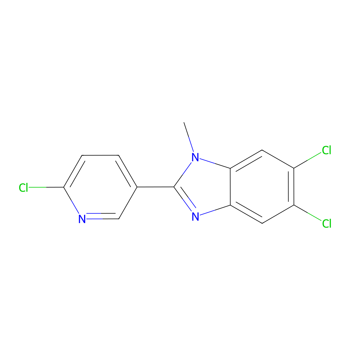 5,6-dichloro-2-(6-chloro-3-pyridinyl)-1-methyl-1H-1,3-benzimidazole molecular structure, CAS 337920-75-9
