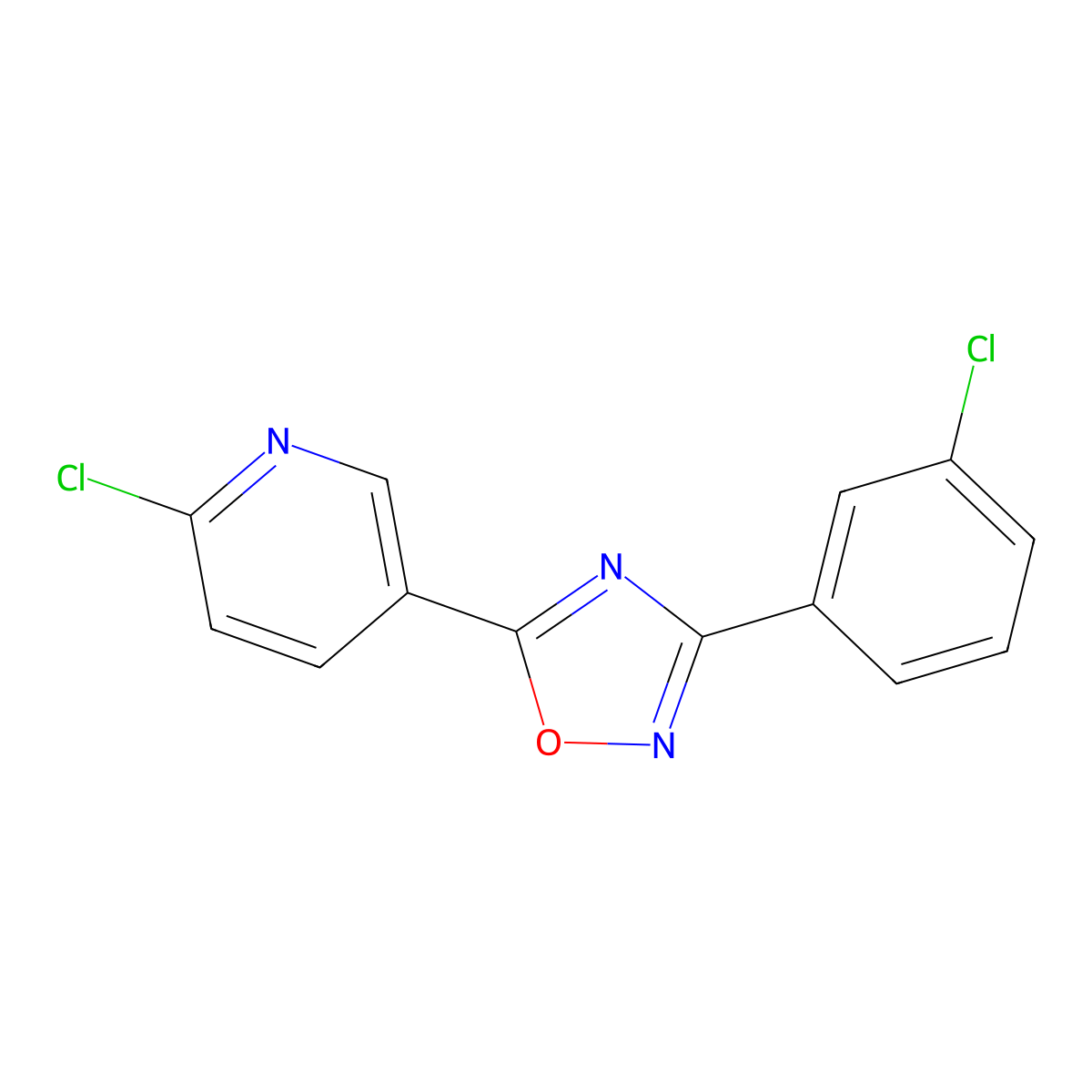 2-Chloro-5-[3-(3-chlorophenyl)-1,2,4-oxadiazol-5-yl]pyridine molecular structure, CAS 337920-76-0