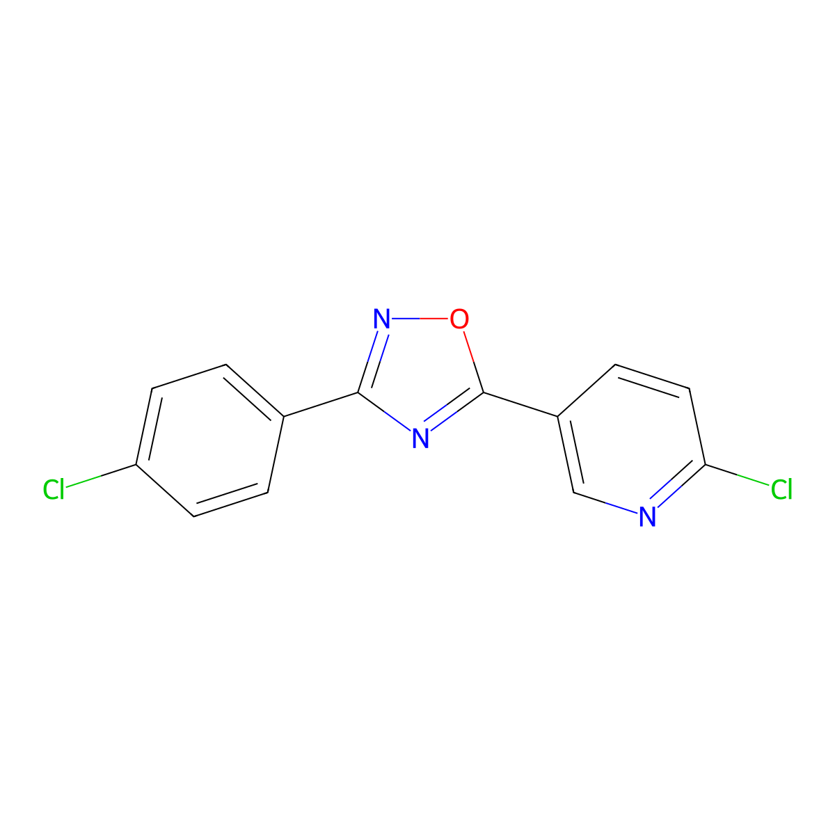 2-Chloro-5-[3-(4-chlorophenyl)-1,2,4-oxadiazol-5-yl]pyridine molecular structure, CAS 337920-77-1