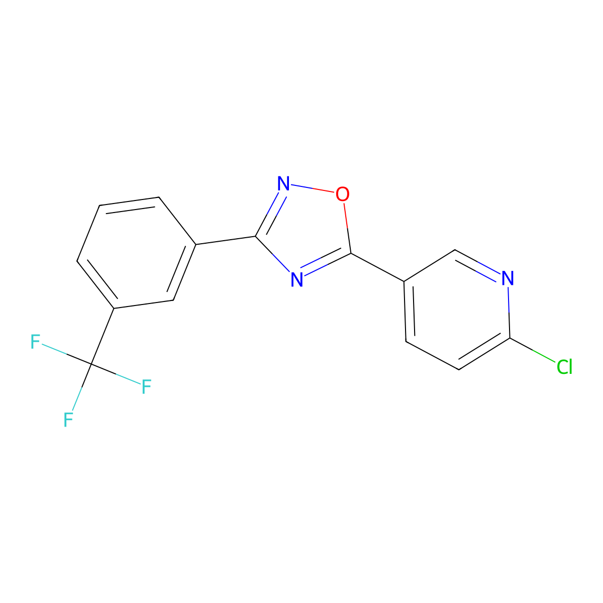 2-Chloro-5-(3-(3-(trifluoromethyl)phenyl)-1,2,4-oxadiazol-5-yl)pyridine molecular structure, CAS 337920-78-2