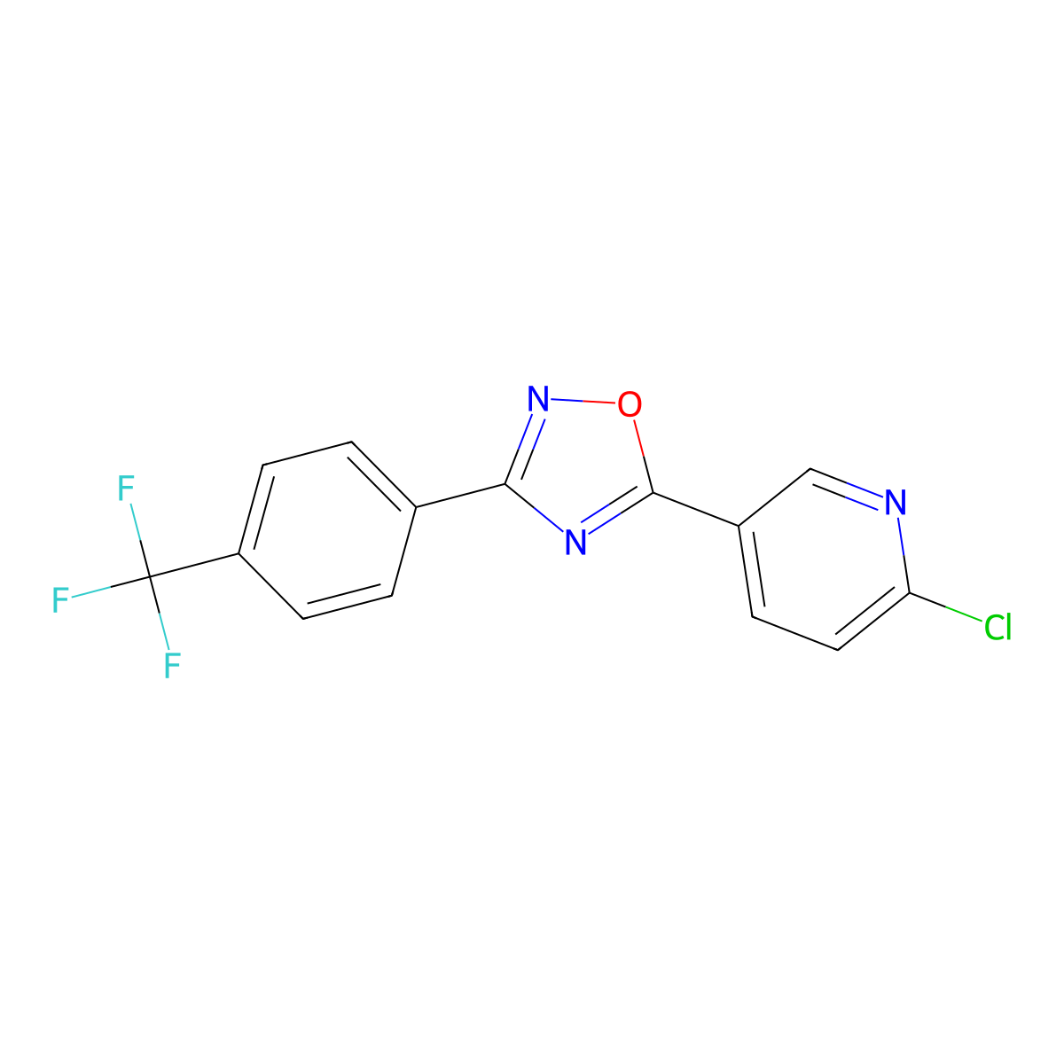 5-(6-Chloropyridin-3-yl)-3-(4-(trifluoromethyl)phenyl)-1,2,4-oxadiazole molecular structure, CAS 337920-79-3