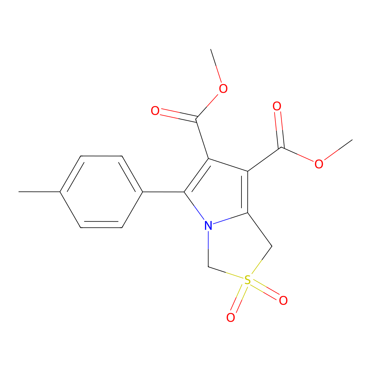Dimethyl 5-(4-methylphenyl)-2,2-dioxo-1,3-dihydropyrrolo[1,2-c][1,3]thiazole-6,7-dicarboxylate molecular structure, CAS 337920-84-0