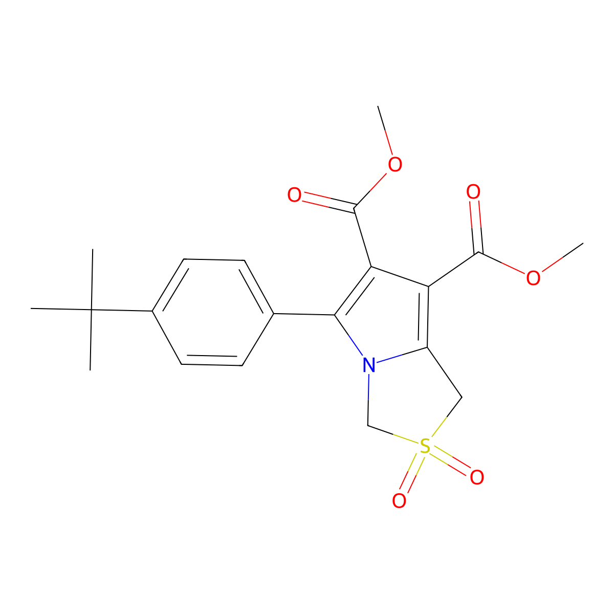 Dimethyl 5-(4-tert-butylphenyl)-2,2-dioxo-1,3-dihydropyrrolo[1,2-c][1,3]thiazole-6,7-dicarboxylate molecular structure, CAS 337920-88-4