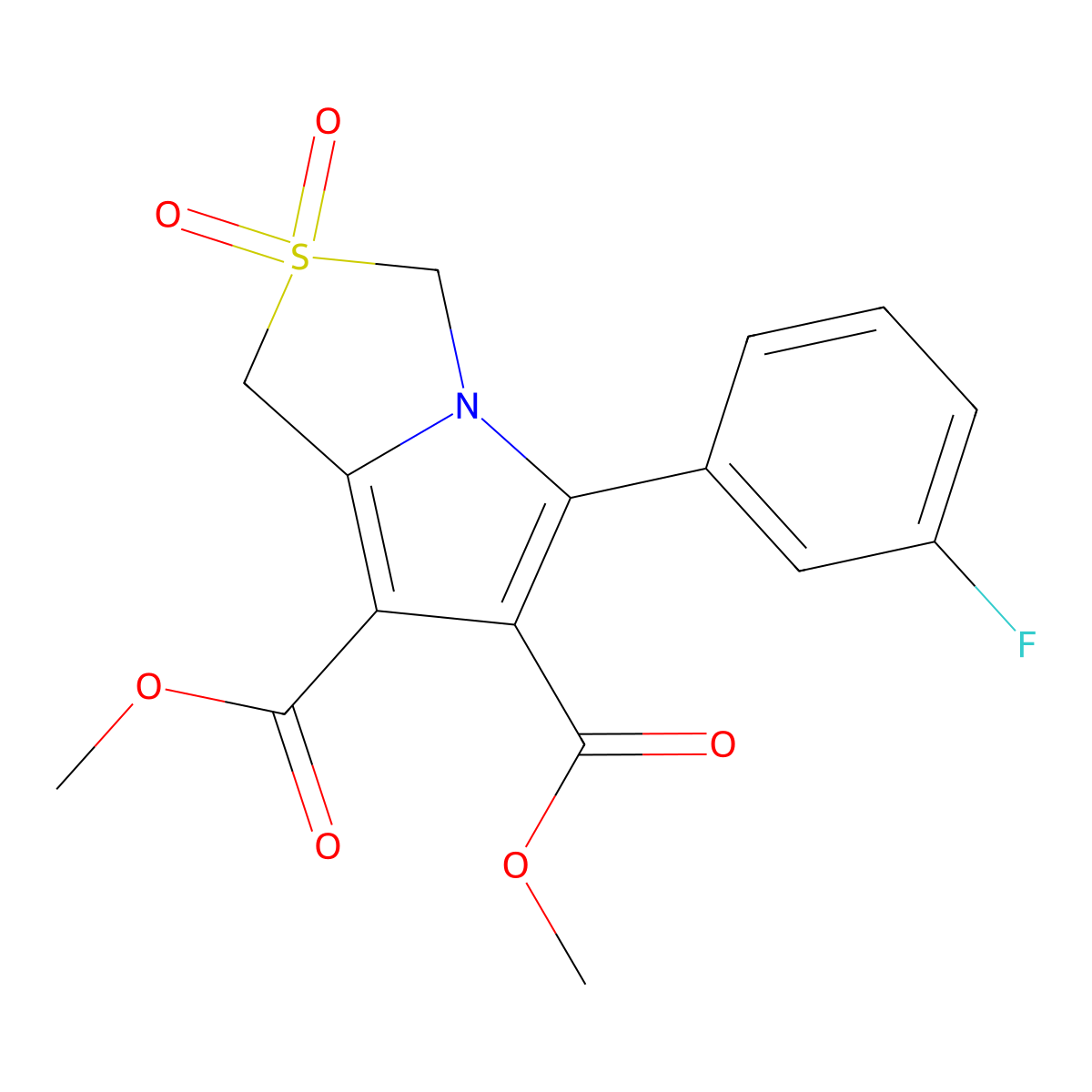 dimethyl 5-(3-fluorophenyl)-2,2-dioxo-2,3-dihydro-1H-2lambda~6~-pyrrolo[1,2-c][1,3]thiazole-6,7-dicarboxylate molecular structure, CAS 337920-92-0