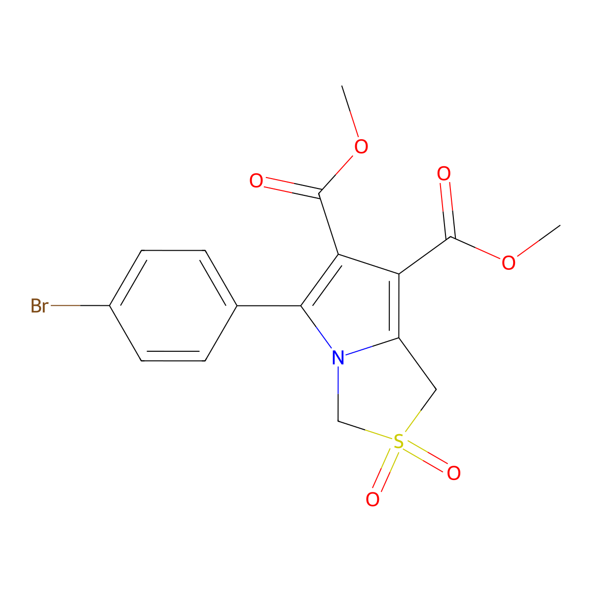Dimethyl 5-(4-bromophenyl)-2,2-dioxo-1,3-dihydropyrrolo[1,2-c][1,3]thiazole-6,7-dicarboxylate molecular structure, CAS 337920-94-2