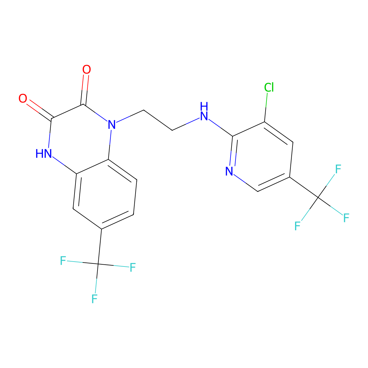 1-(2-{[3-Chloro-5-(trifluoromethyl)-2-pyridinyl]amino}ethyl)-6-(trifluoromethyl)-1,4-dihydro-2,3-quinoxalinedione molecular structure, CAS 337921-02-5