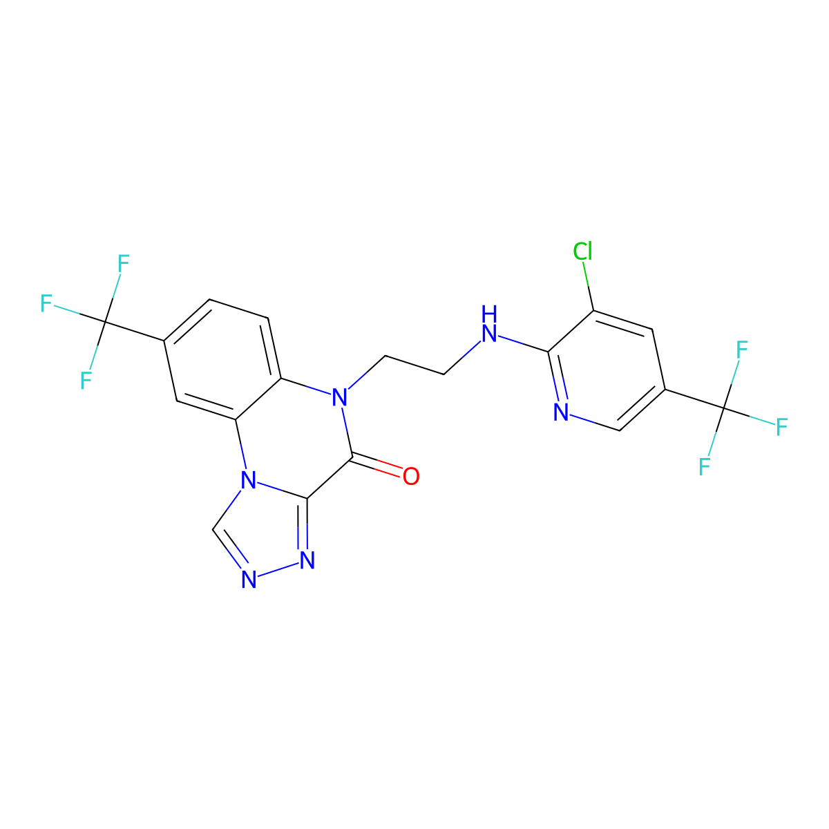 5-(2-{[3-chloro-5-(trifluoromethyl)-2-pyridinyl]amino}ethyl)-8-(trifluoromethyl)[1,2,4]triazolo[4,3-a]quinoxalin-4(5H)-one molecular structure, CAS 337921-05-8