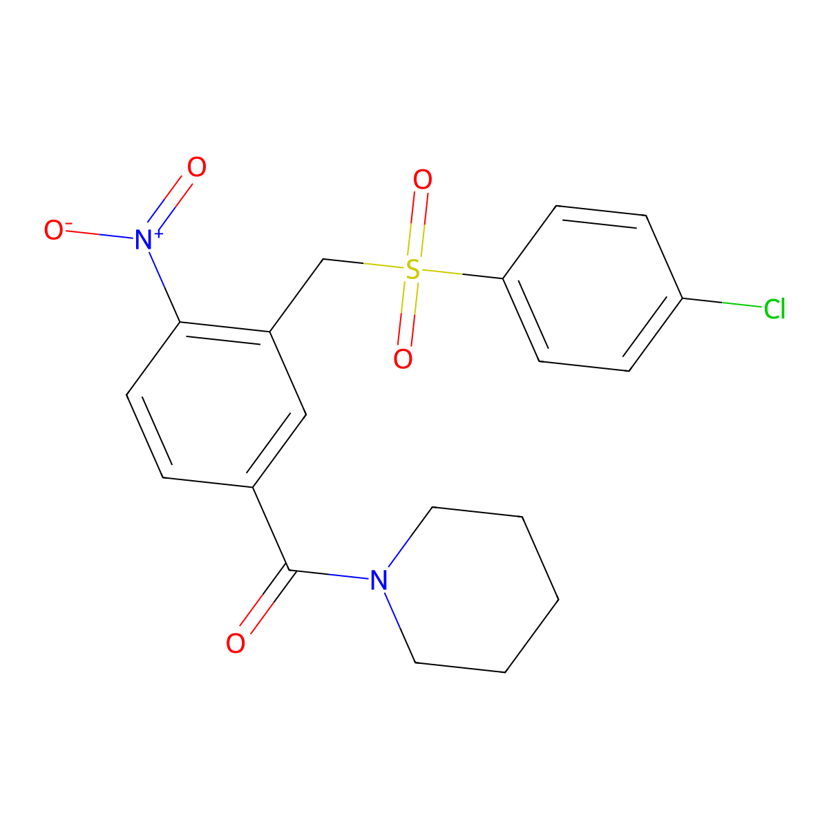 (3-(((4-Chlorophenyl)sulfonyl)methyl)-4-nitrophenyl)(piperidino)methanone molecular structure, CAS 337921-08-1