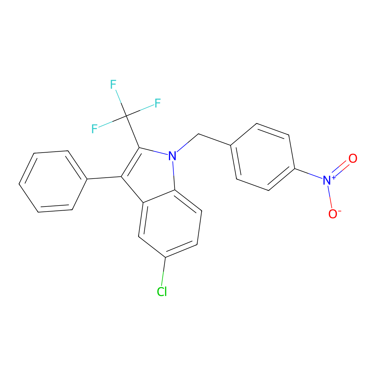 5-chloro-1-(4-nitrobenzyl)-3-phenyl-2-(trifluoromethyl)-1H-indole molecular structure, CAS 337921-12-7
