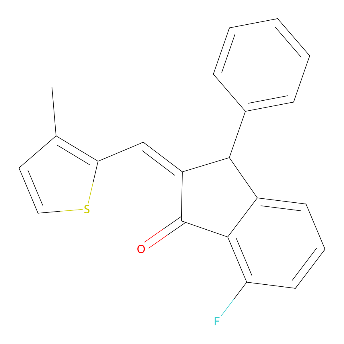 7-Fluoro-2-[(3-methyl-2-thienyl)methylene]-3-phenyl-1-indanone molecular structure, CAS 337921-29-6