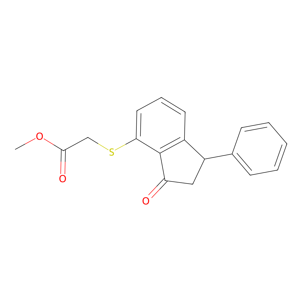 methyl 2-[(3-oxo-1-phenyl-2,3-dihydro-1H-inden-4-yl)sulfanyl]acetate molecular structure, CAS 337921-72-9